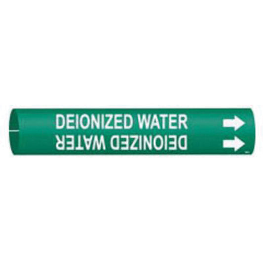 Brady "Deionized Water" Pipe Marker, Snap-On, 13/16" H x 13/16" W, White on Green