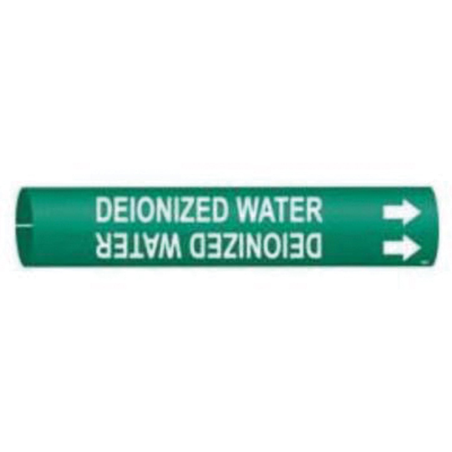 Brady "Deionized Water" Pipe Marker, Snap-On, 2-13/16" H x 2-13/16" W, White on Green