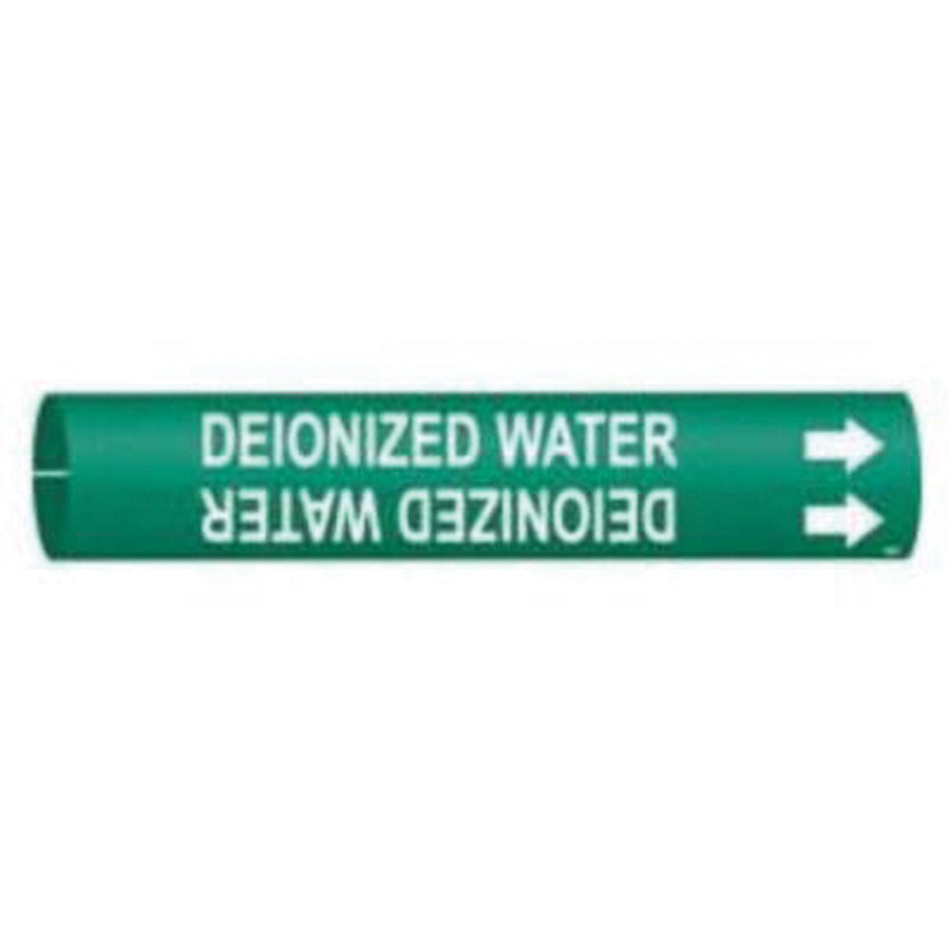 Brady "Deionized Water" Pipe Marker, Snap-On, 2-13/16" H x 2-13/16" W, White on Green
