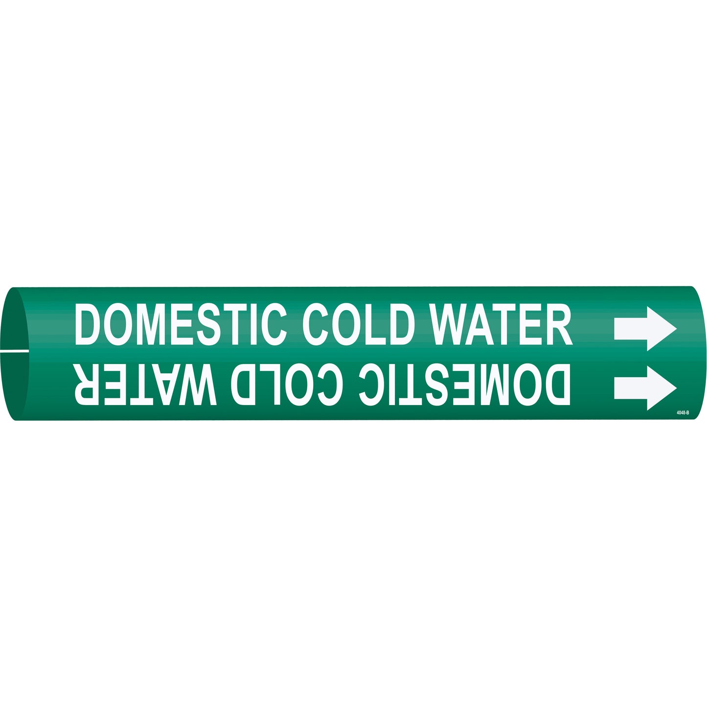 Brady "Domestic Cold Water" Pipe Marker, Snap-On, 7/8" H x 7/8" W, White on Green