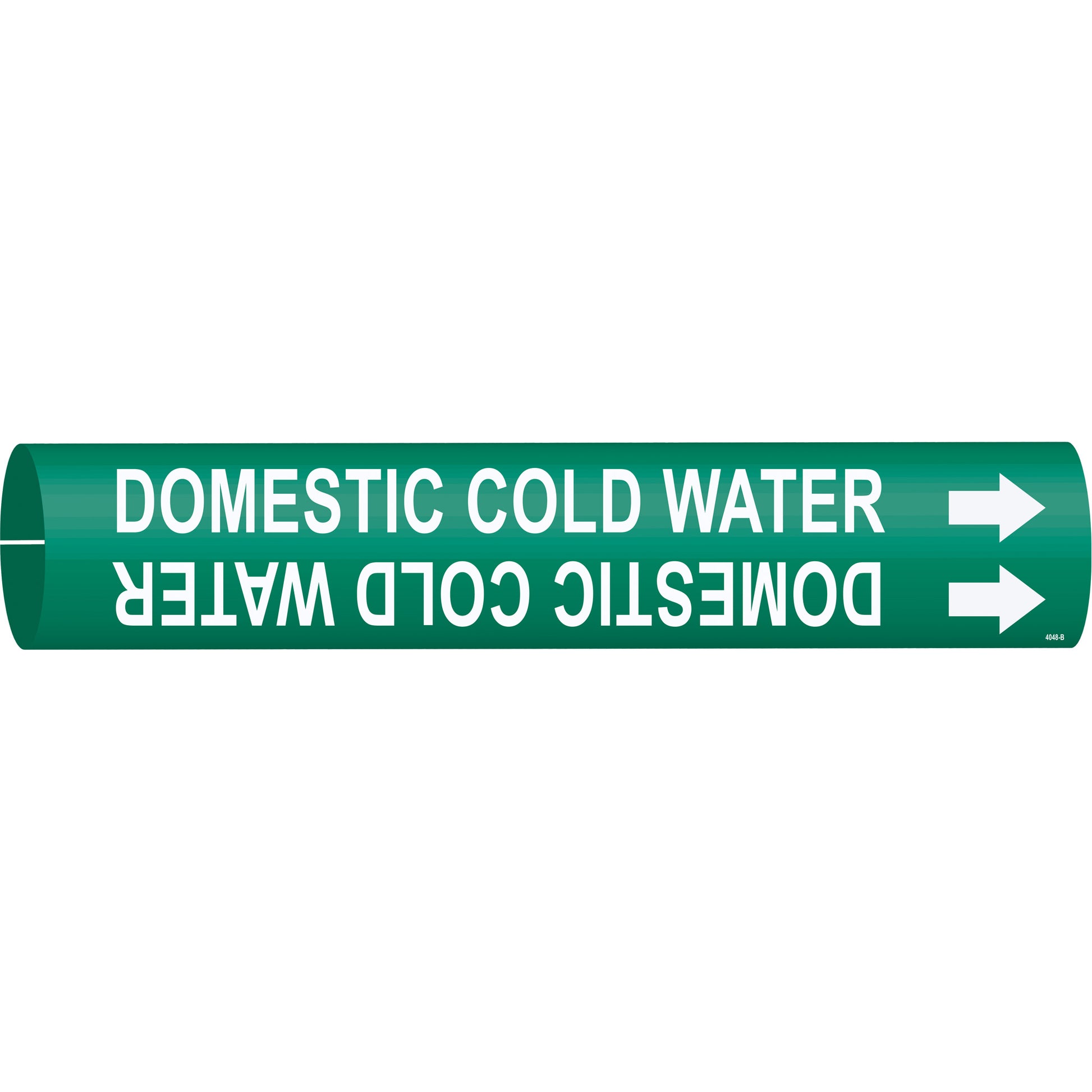 Brady "Domestic Cold Water" Pipe Marker, Snap-On, 7/8" H x 7/8" W, White on Green