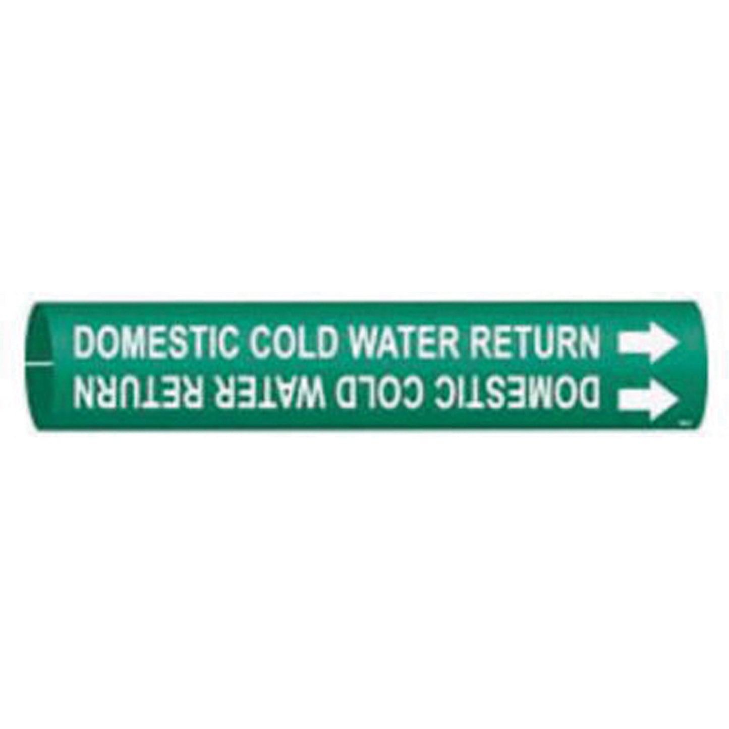 Brady "Domestic Cold Water Return" Pipe Marker, Snap-On, 13/16" H x 13/16" W, White on Green