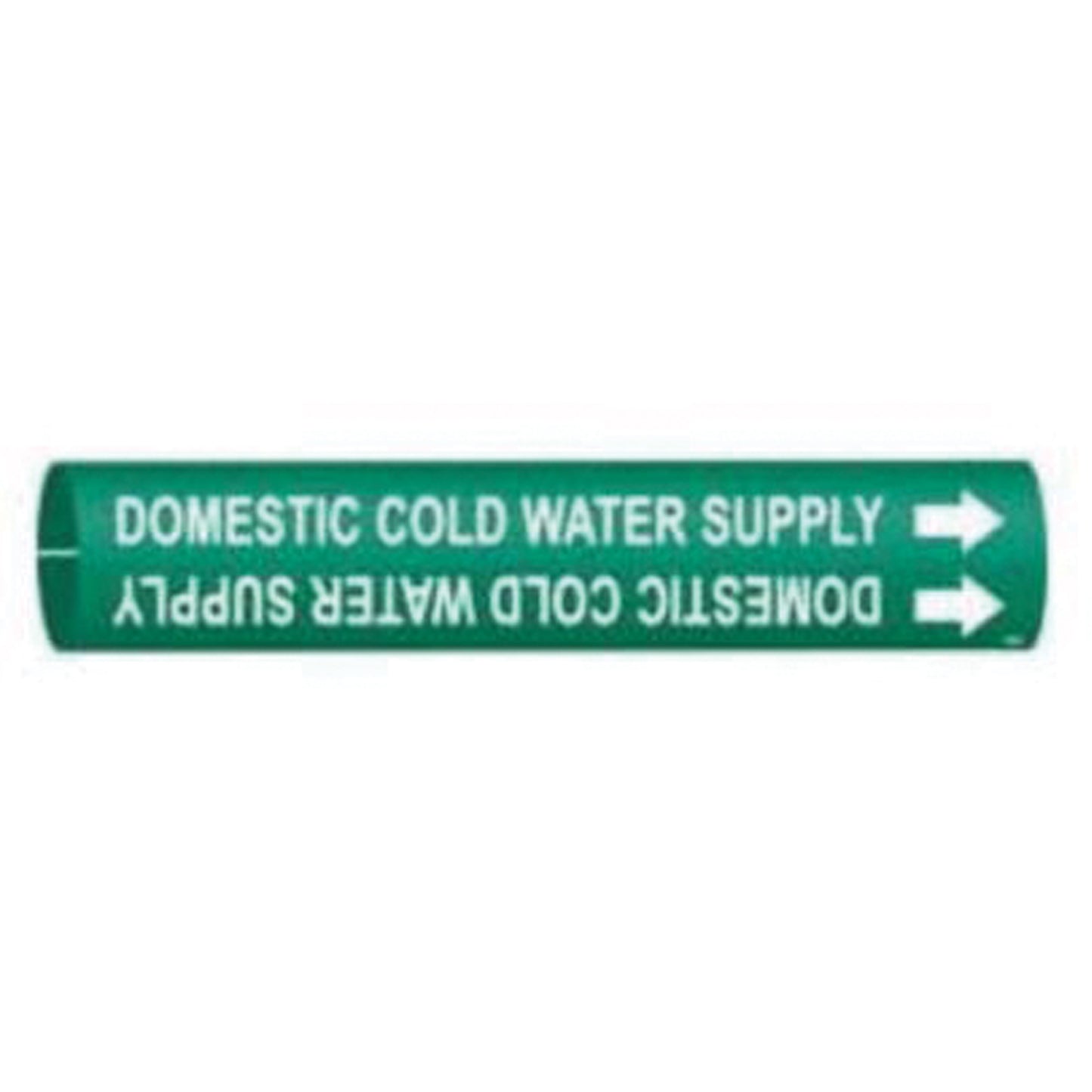 Brady "Domestic Cold Water Supply" Pipe Marker, Snap-On, 2-13/16" H x 2-13/16" W, White on Green