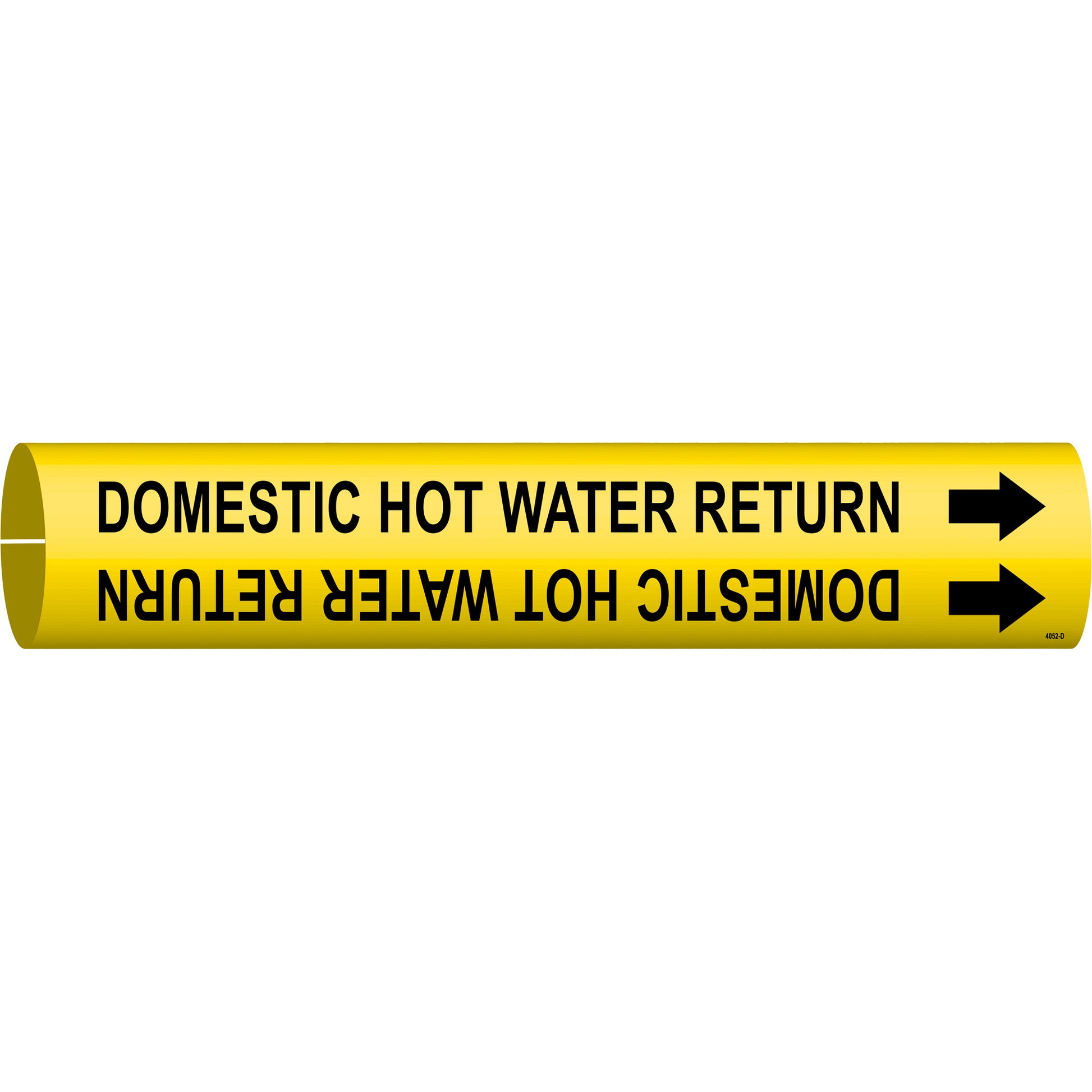 Brady "Domestic Hot Water Return" Pipe Marker, Snap-On, 2-13/16" H x 2-13/16" W, Black on Yellow