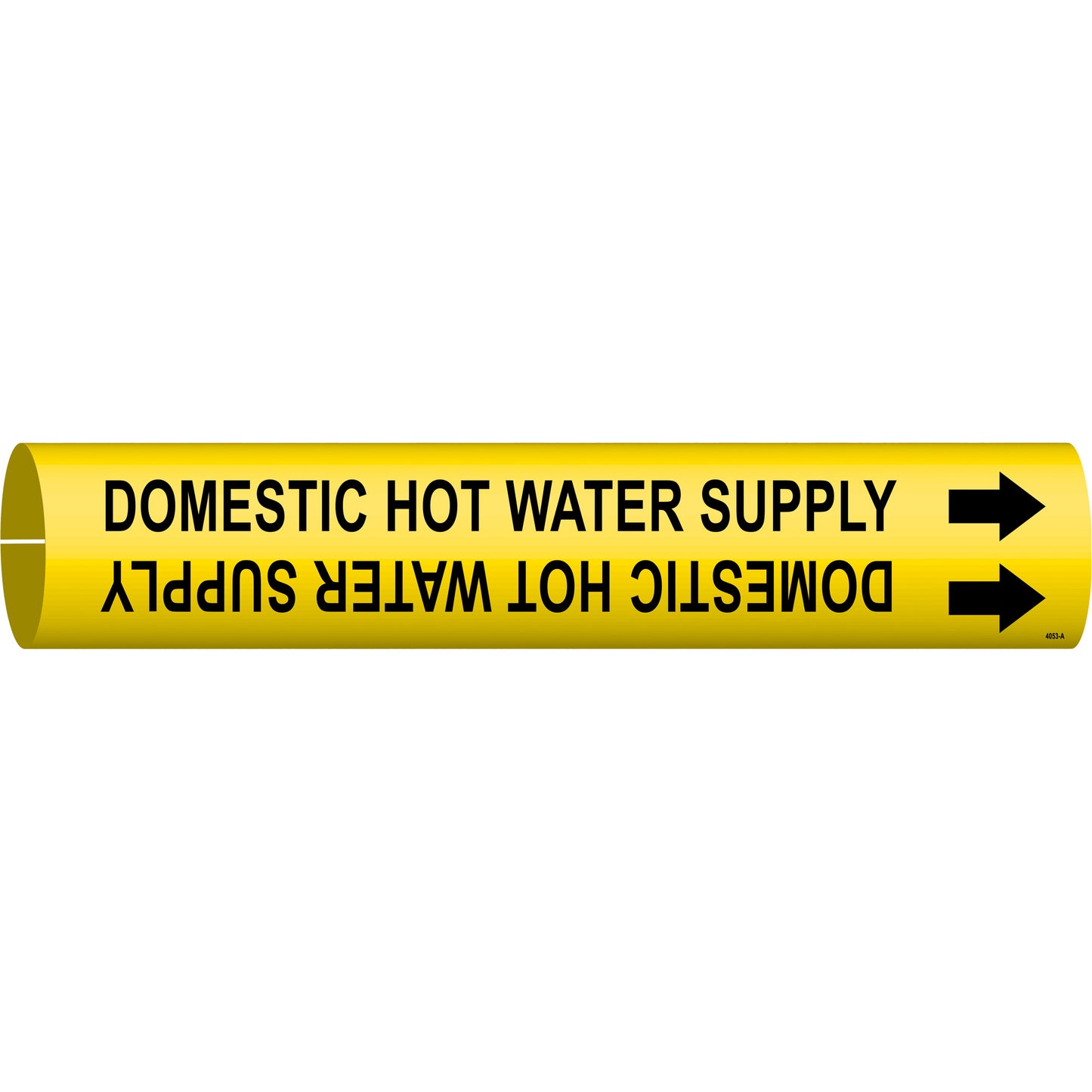 Brady "Domestic Hot Water Supply" Pipe Marker, Snap-On, 13/16" H x 13/16" W, Black on Yellow
