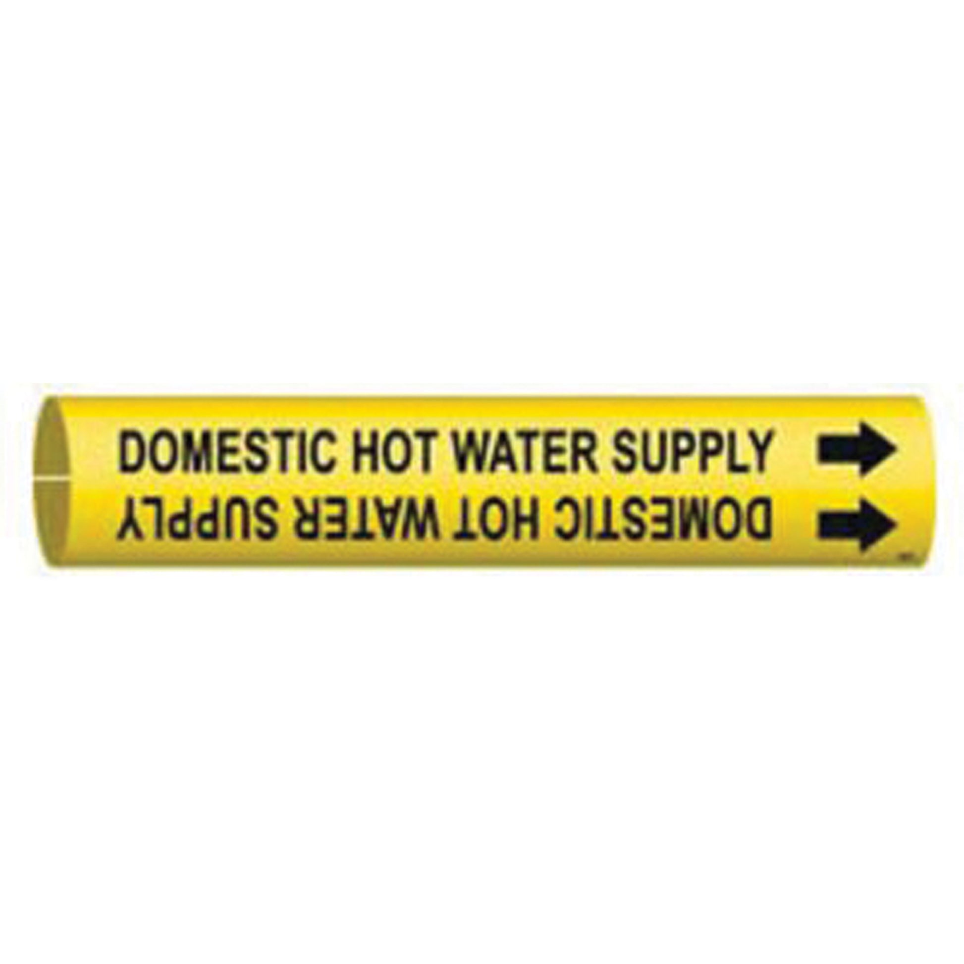 Brady "Domestic Hot Water Supply" Pipe Marker, Snap-On, 7/8" H x 7/8" W, Black on Yellow
