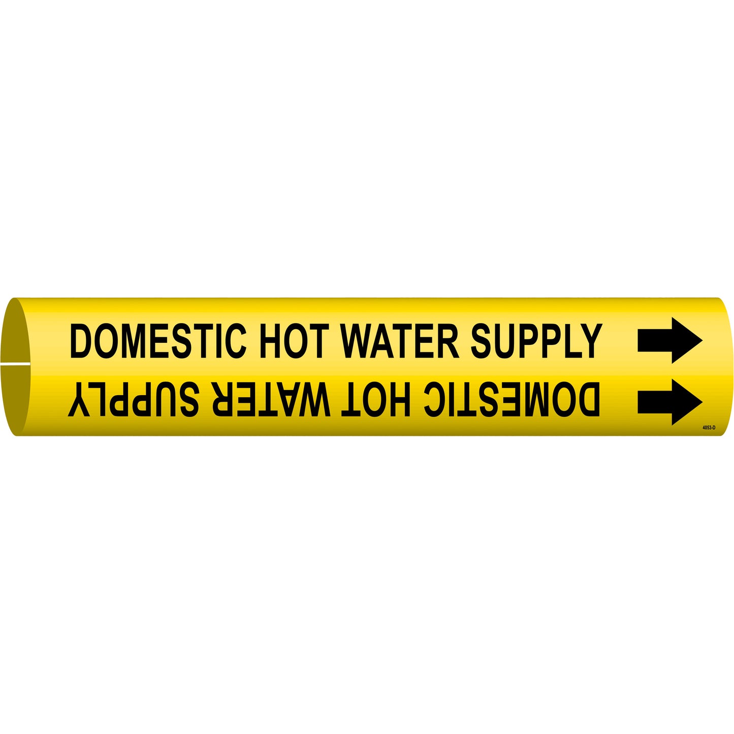 Brady "Domestic Hot Water Supply" Pipe Marker, Snap-On, 2-13/16" H x 2-13/16" W, Black on Yellow