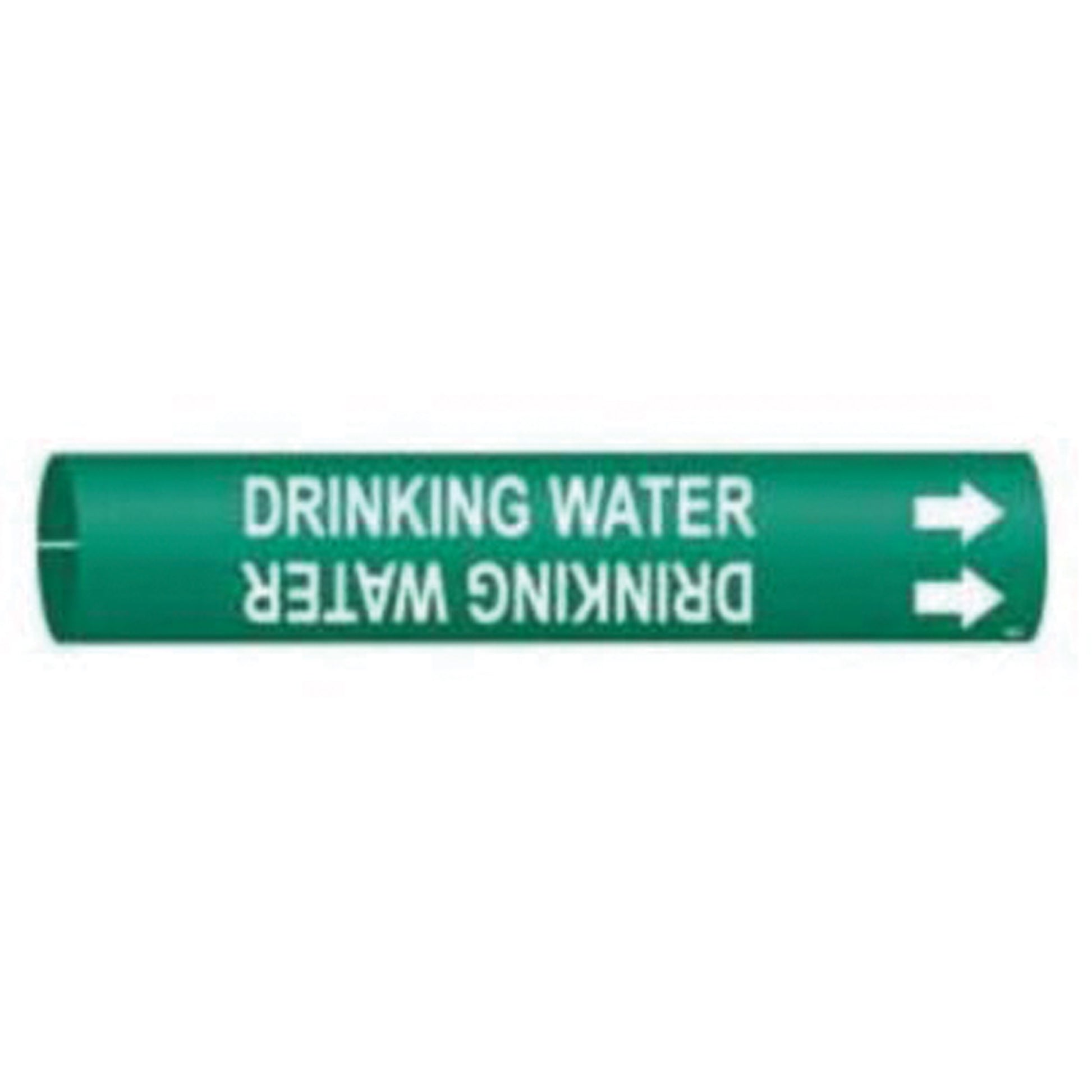 Brady "Drinking Water" Pipe Marker, Snap-On, 13/16" H x 13/16" W, White on Green