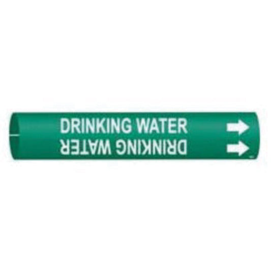 Brady "Drinking Water" Pipe Marker, Snap-On, 13/16" H x 13/16" W, White on Green