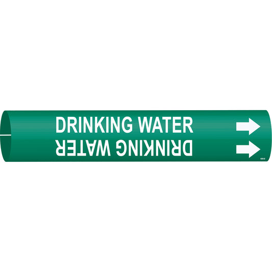 Brady "Drinking Water" Pipe Marker, Snap-On, 7/8" H x 7/8" W, White on Green