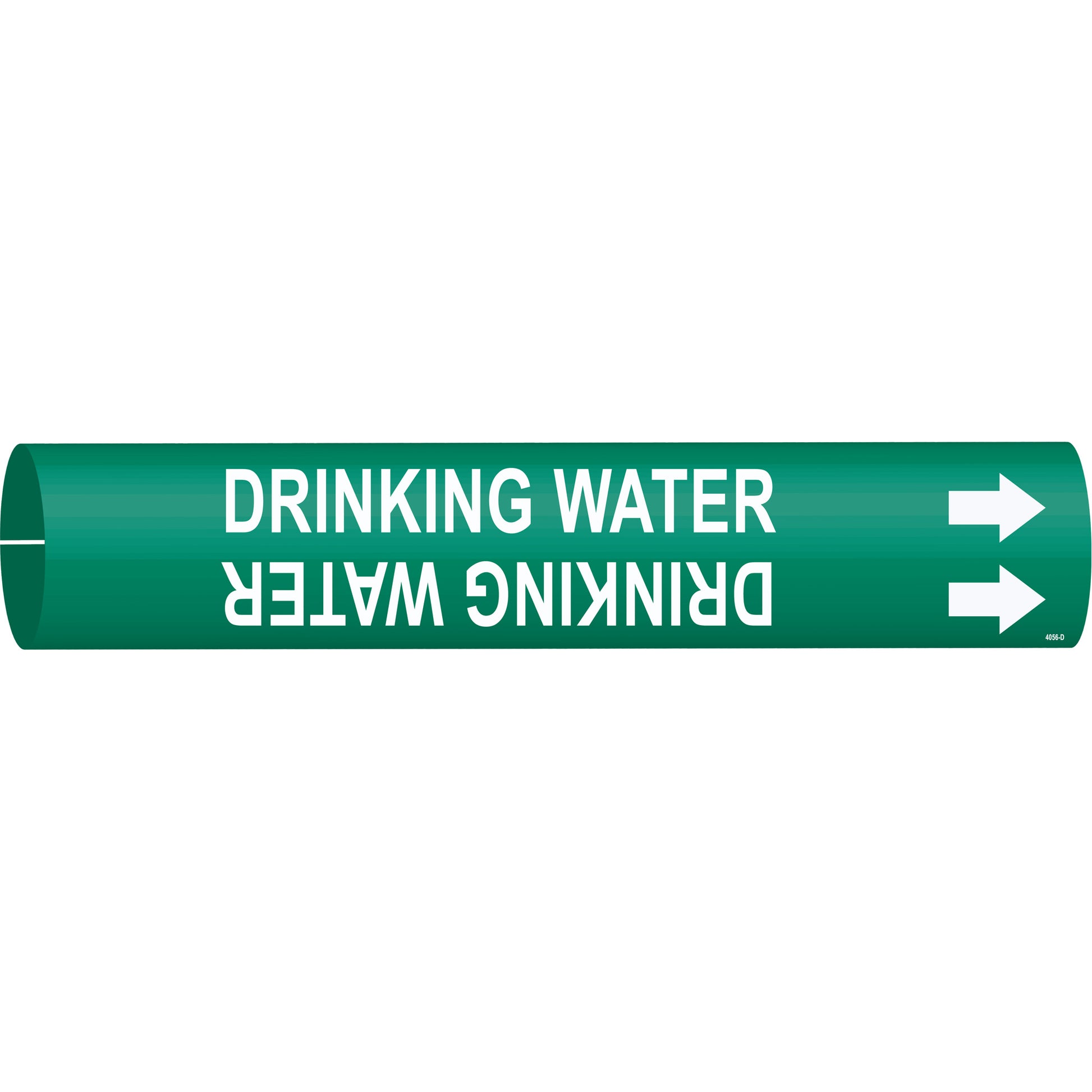Brady "Drinking Water" Pipe Marker, Snap-On, 2-13/16" H x 2-13/16" W, White on Green