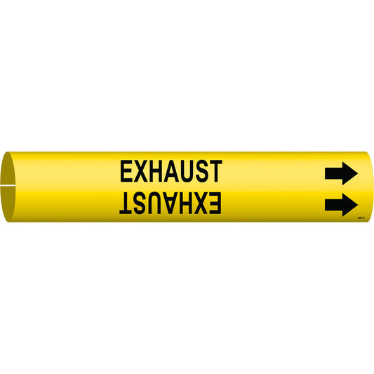 Brady "Exhaust" Pipe Marker, Snap-On, 2" H x 2" W, Black on Yellow