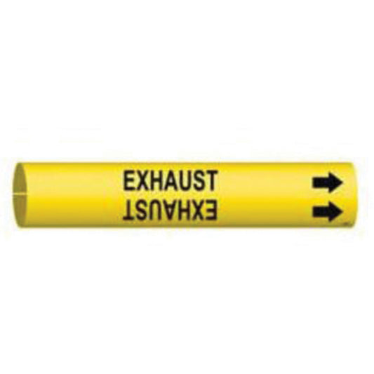 Brady "Exhaust" Pipe Marker, Snap-On, 2-13/16" H x 2-13/16" W, Black on Yellow