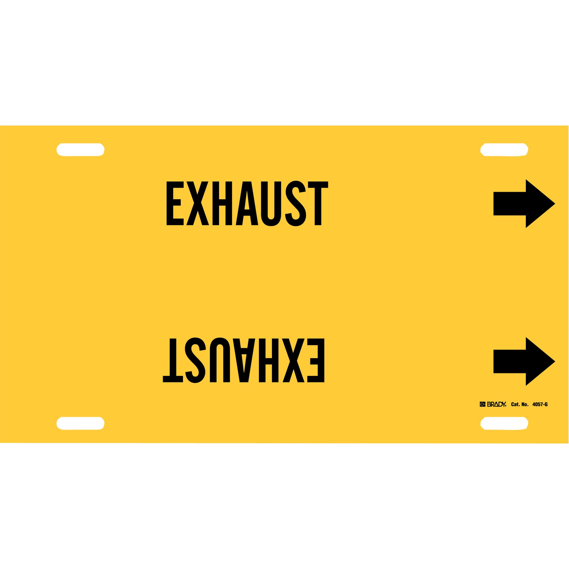 Brady "Exhaust" Pipe Marker, Strap-On, 10" H x 24" W, Black on Yellow
