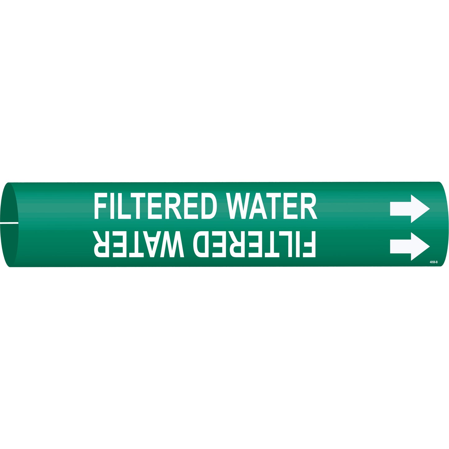 Brady "Filtered Water" Pipe Marker, Snap-On, 7/8" H x 7/8" W, White on Green