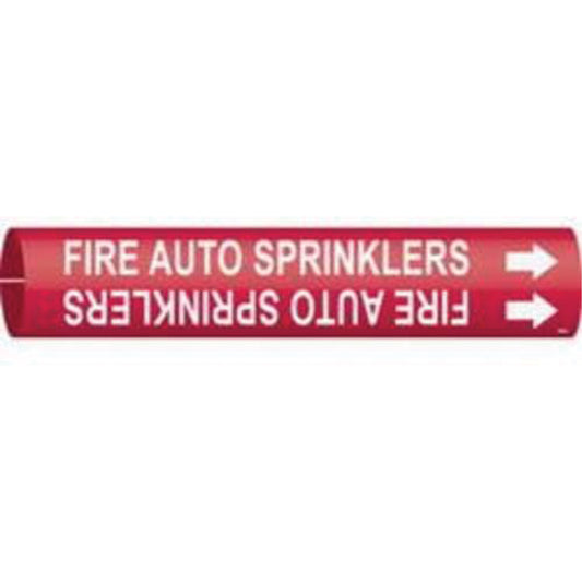 Brady "Fire Auto Sprinklers" Pipe Marker, Snap-On, 7/8" H x 7/8" W, White on Red