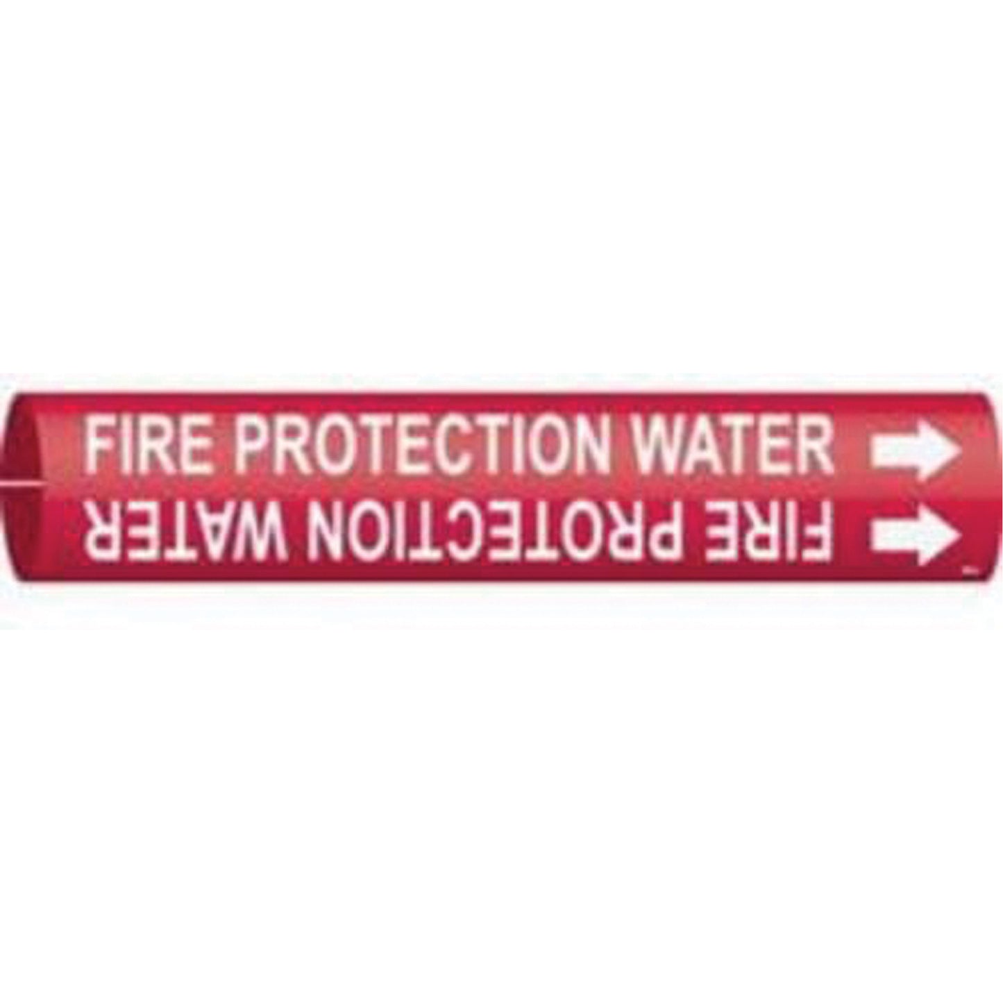 Brady "Fire Protection Water" Pipe Marker, Snap-On, 13/16" H x 13/16" W, White on Red