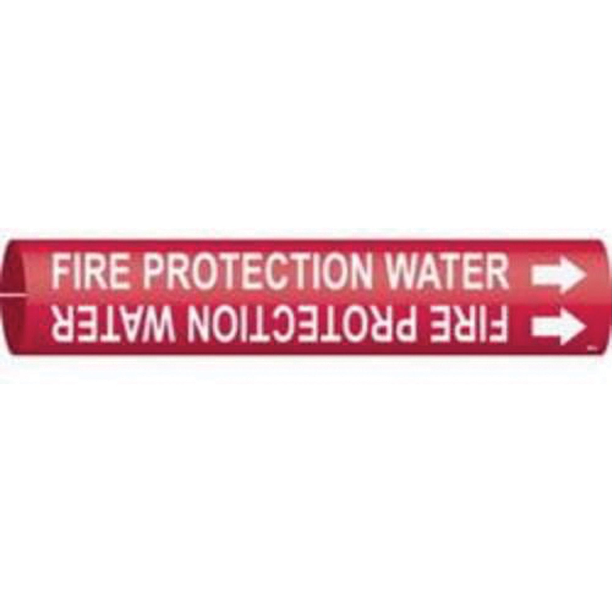 Brady "Fire Protection Water" Pipe Marker, Snap-On, 13/16" H x 13/16" W, White on Red