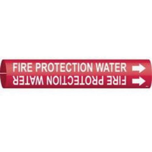 Brady "Fire Protection Water" Pipe Marker, Snap-On, 13/16" H x 13/16" W, White on Red