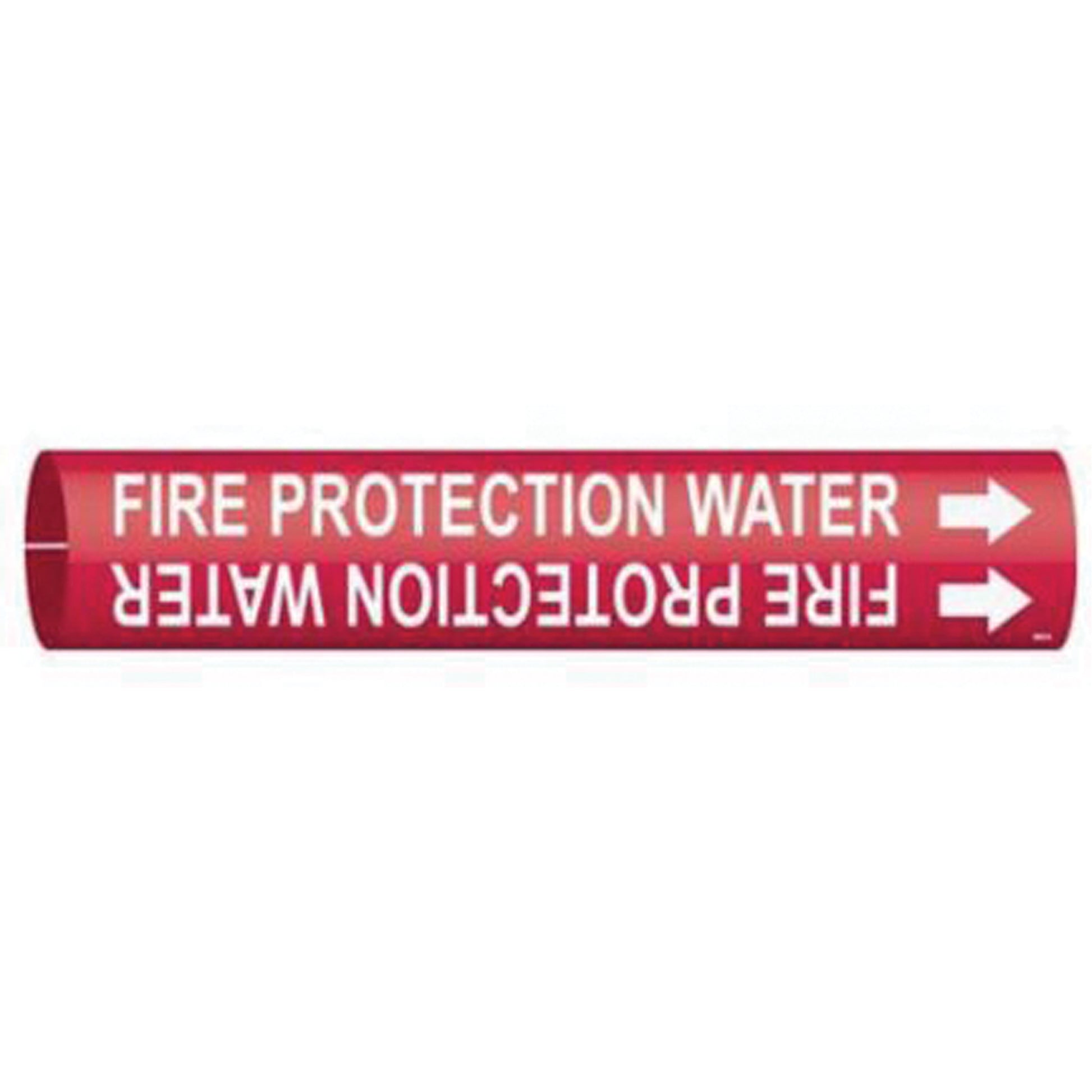 Brady "Fire Protection Water" Pipe Marker, Snap-On, 7/8" H x 7/8" W, White on Red