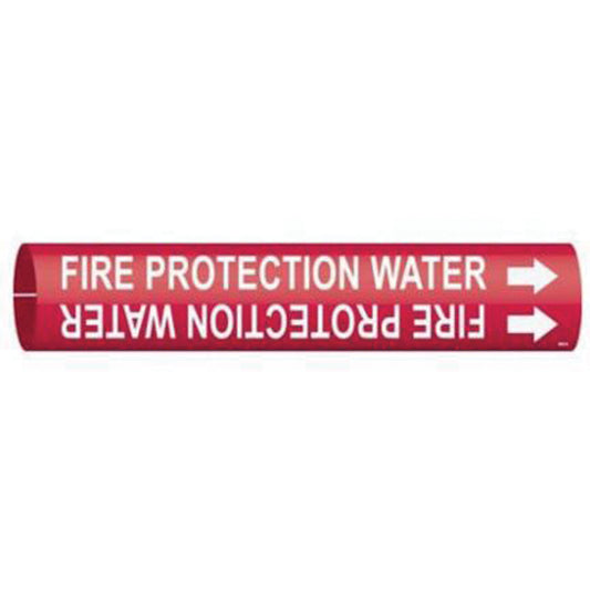 Brady "Fire Protection Water" Pipe Marker, Snap-On, 7/8" H x 7/8" W, White on Red