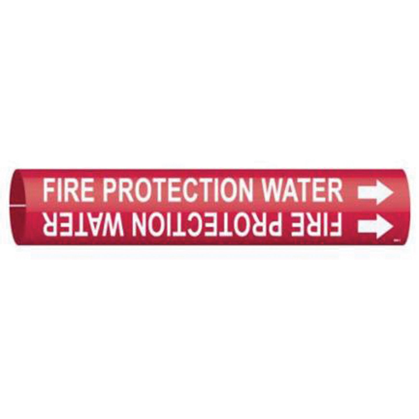 Brady "Fire Protection Water" Pipe Marker, Snap-On, 2" H x 2" W, White on Red