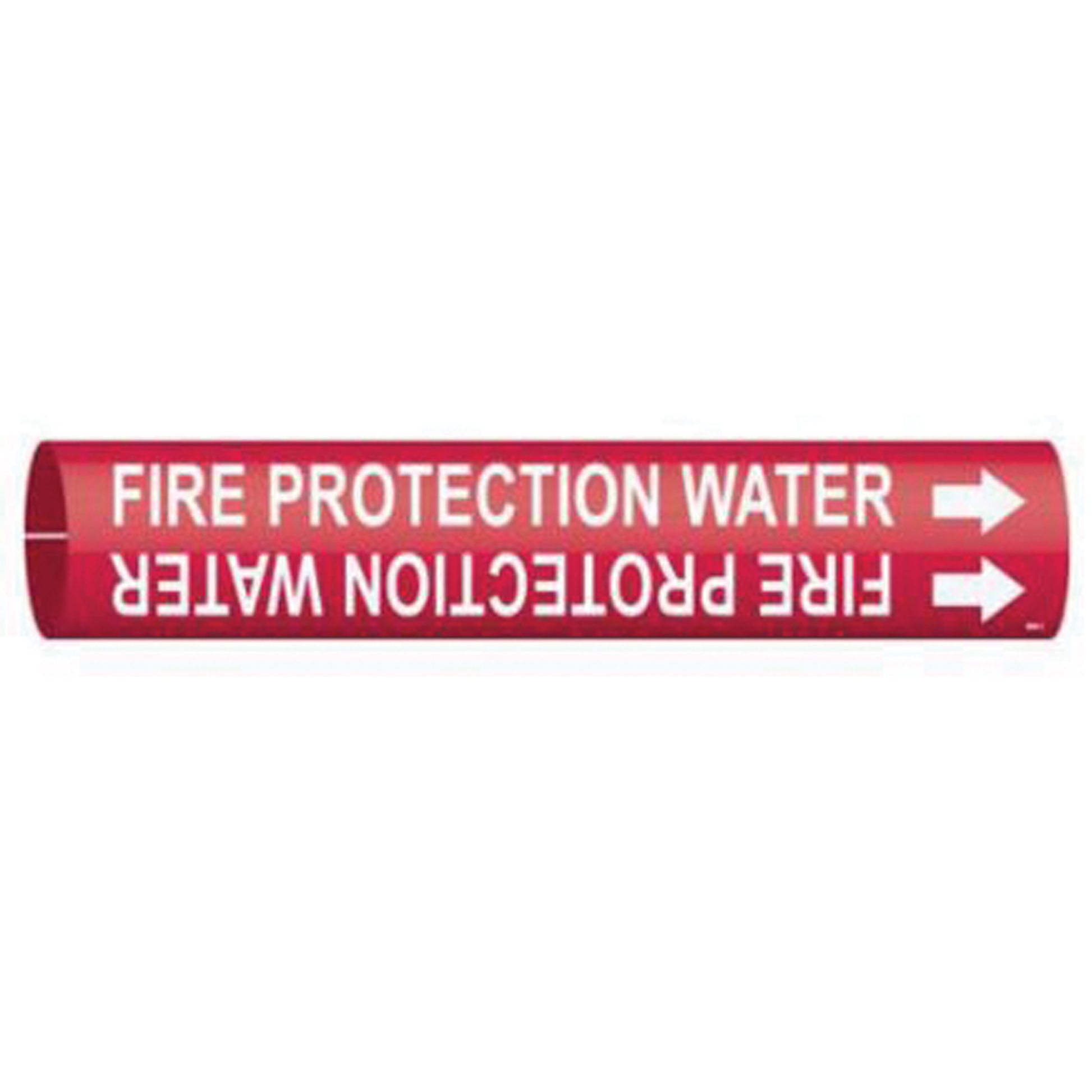 Brady "Fire Protection Water" Pipe Marker, Snap-On, 2" H x 2" W, White on Red