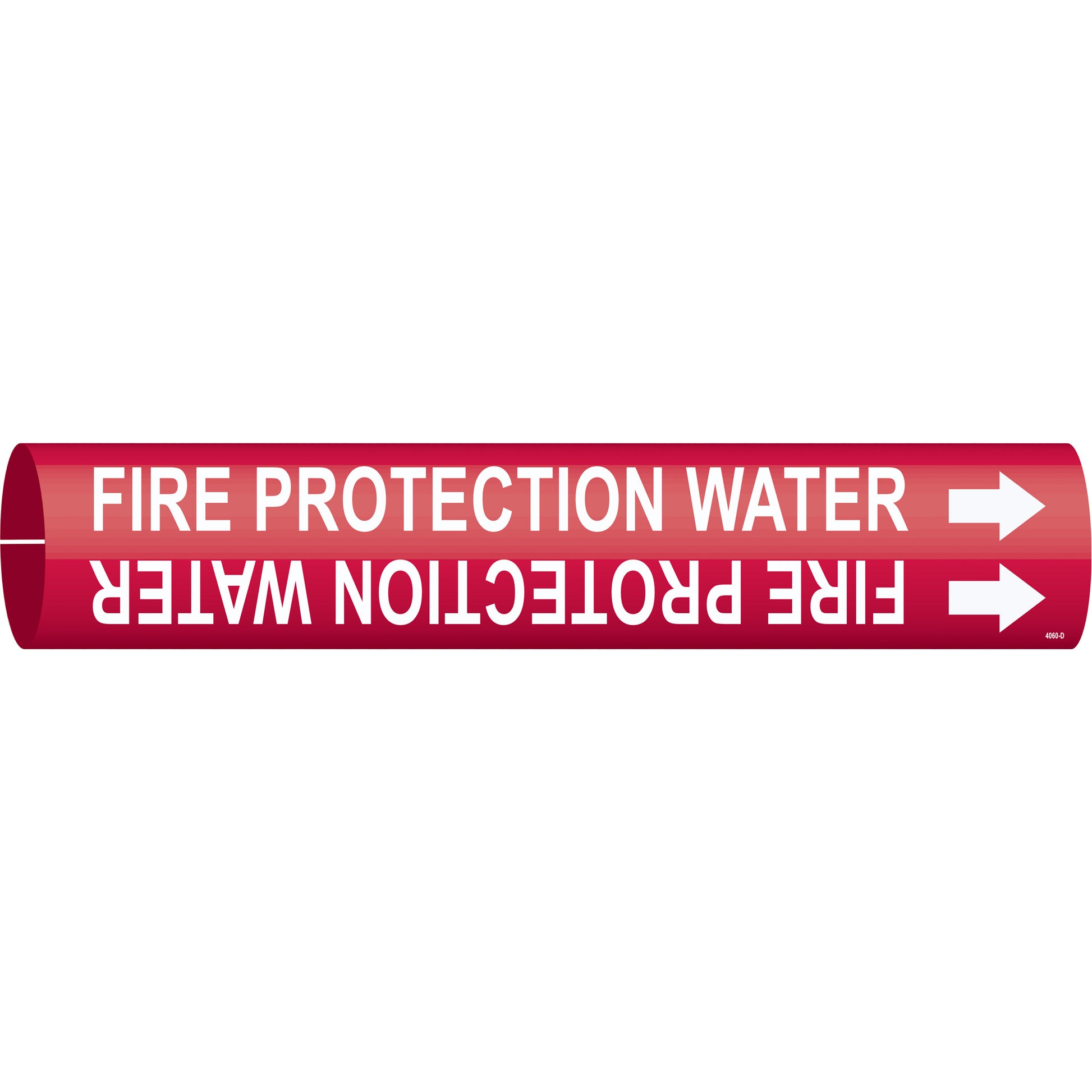 Brady "Fire Protection Water" Pipe Marker, Snap-On, 2-13/16" H x 2-13/16" W, White on Red