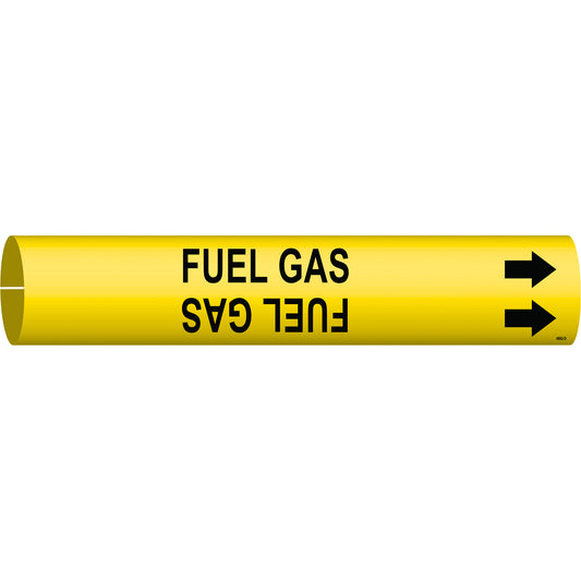 Brady "Fuel Gas" Pipe Marker, Snap-On, 2-13/16" H x 2-13/16" W, Black on Yellow