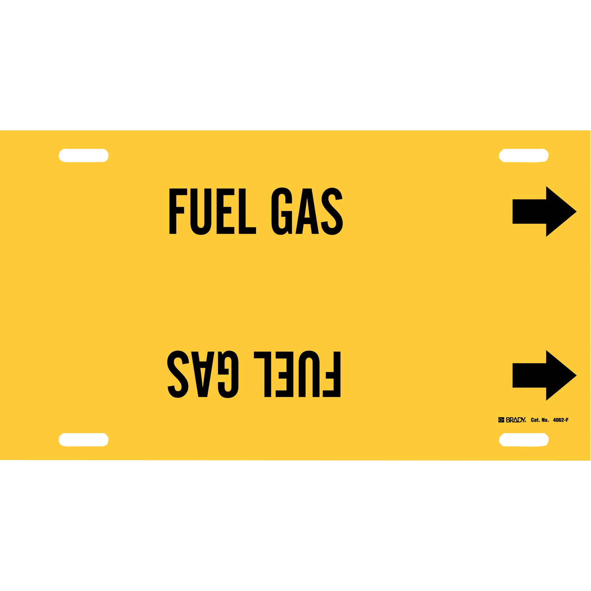 Brady "Fuel Gas" Pipe Marker, Strap-On, 8" H x 16" W, Black on Yellow