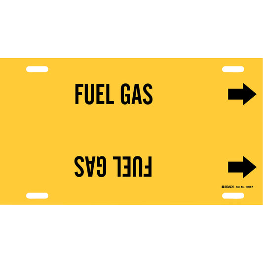 Brady "Fuel Gas" Pipe Marker, Strap-On, 8" H x 16" W, Black on Yellow