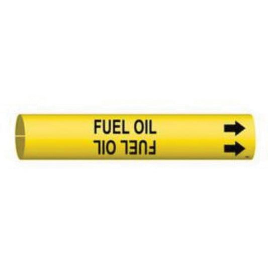 Brady "Fuel Oil" Pipe Marker, Snap-On, 2" H x 2" W, Black on Yellow