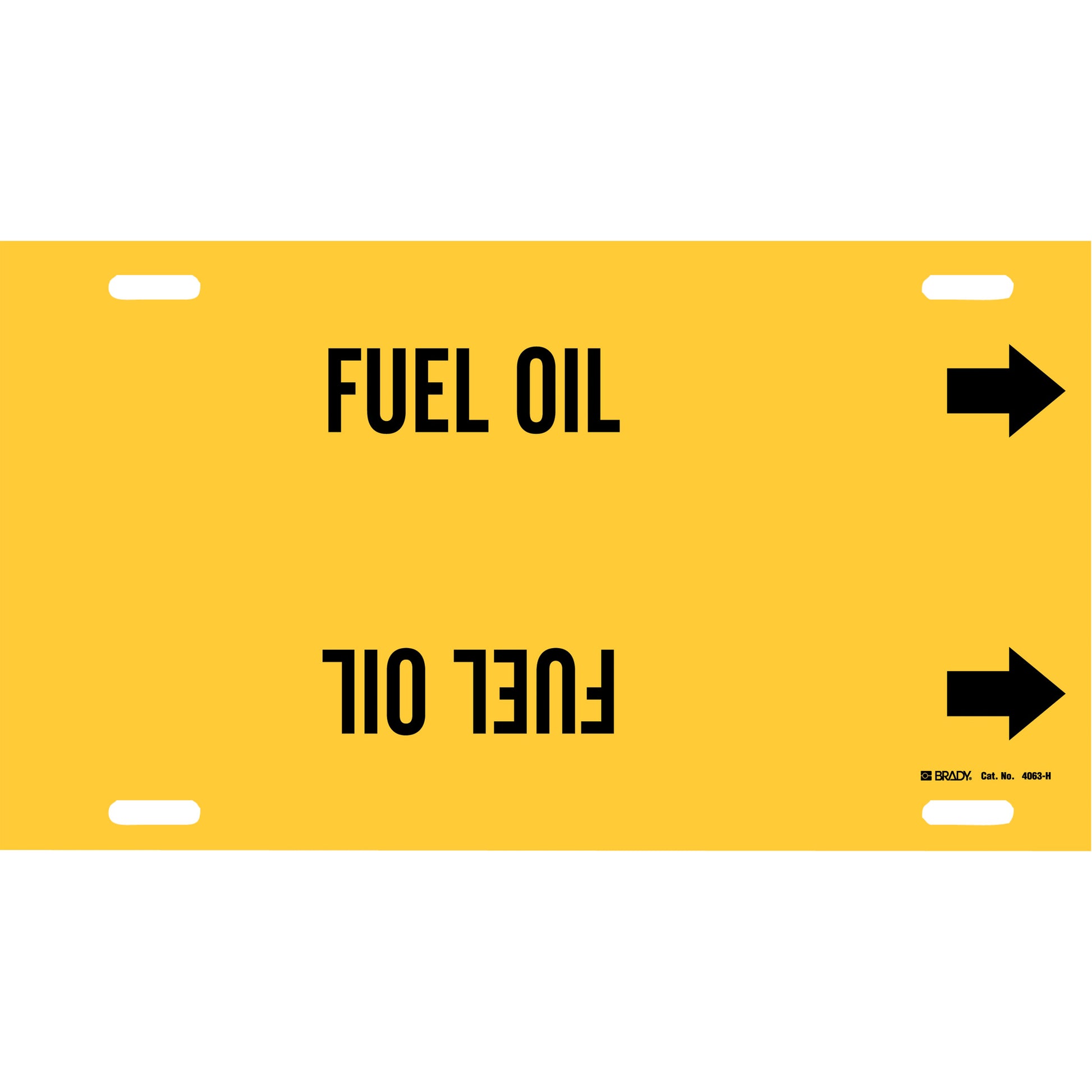 Brady "Fuel Oil" Pipe Marker, Strap-On, 10" H x 32" W, Black on Yellow