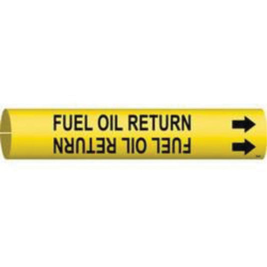 Brady "Fuel Oil Return" Pipe Marker, Snap-On, 7/8" H x 7/8" W, Black on Yellow