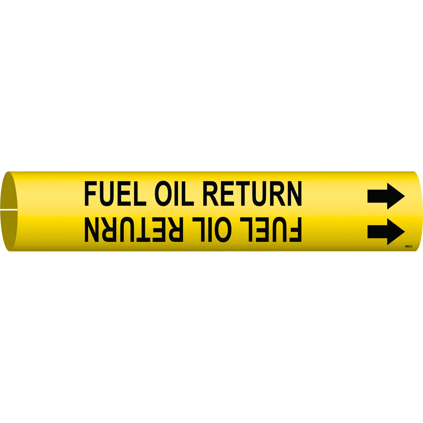 Brady "Fuel Oil Return" Pipe Marker, Snap-On, 2" H x 2" W, Black on Yellow