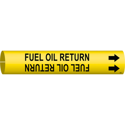 Brady "Fuel Oil Return" Pipe Marker, Snap-On, 2" H x 2" W, Black on Yellow