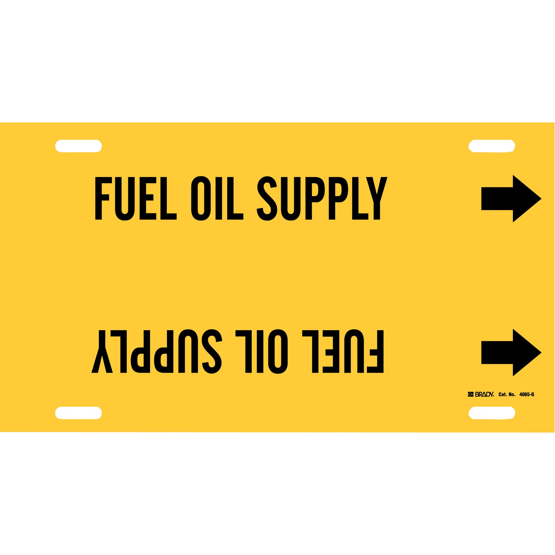 Brady "Fuel Oil Supply" Pipe Marker, Strap-On, 10" H x 24" W, Black on Yellow