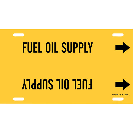 Brady "Fuel Oil Supply" Pipe Marker, Strap-On, 10" H x 24" W, Black on Yellow