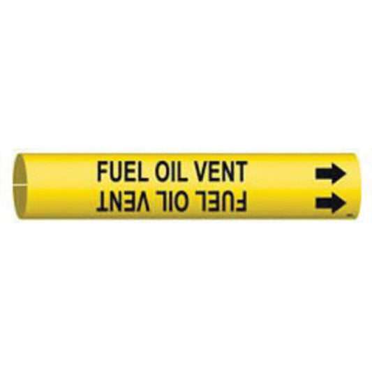 Brady "Fuel Oil Vent" Pipe Marker, Snap-On, 7/8" H x 7/8" W, Black on Yellow