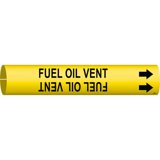 Brady "Fuel Oil Vent" Pipe Marker, Snap-On, 2" H x 2" W, Black on Yellow