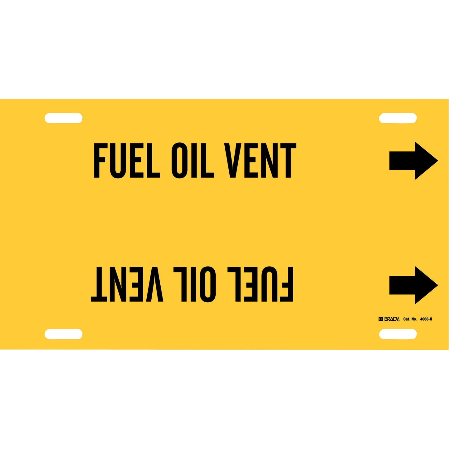 Brady "Fuel Oil Vent" Pipe Marker, Strap-On, 10" H x 32" W, Black on Yellow