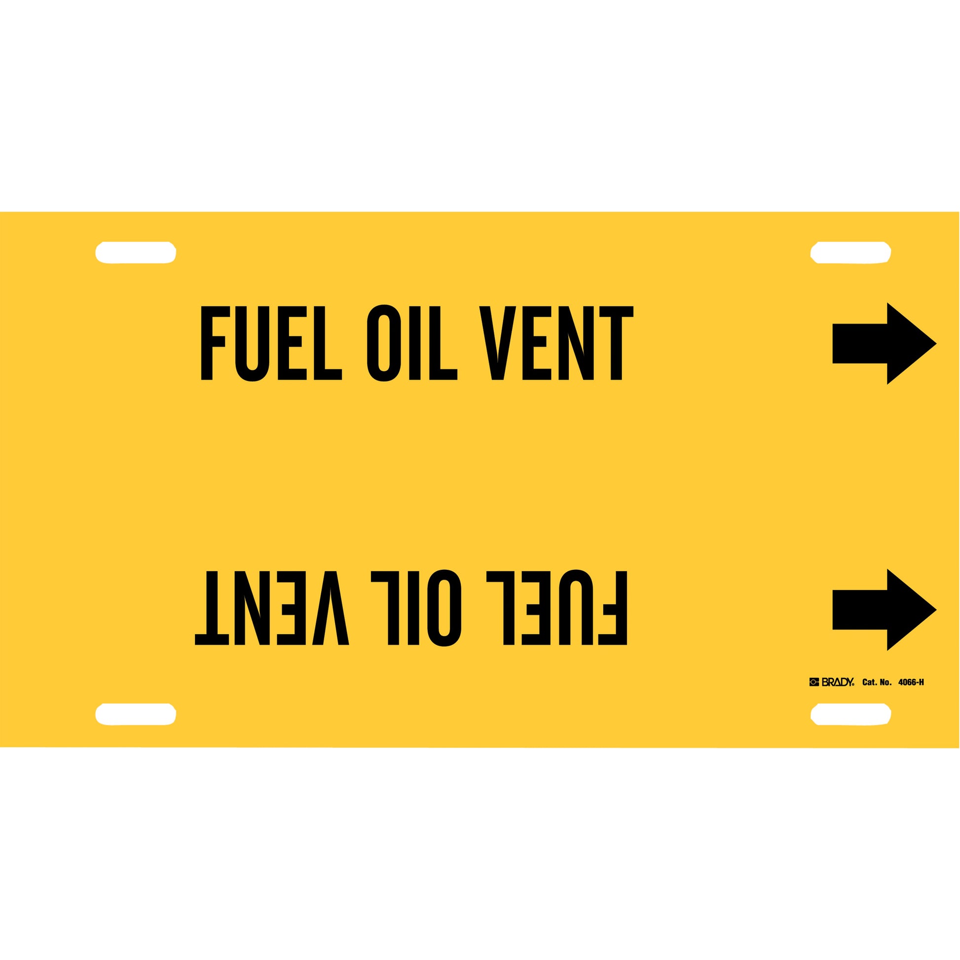 Brady "Fuel Oil Vent" Pipe Marker, Strap-On, 10" H x 32" W, Black on Yellow