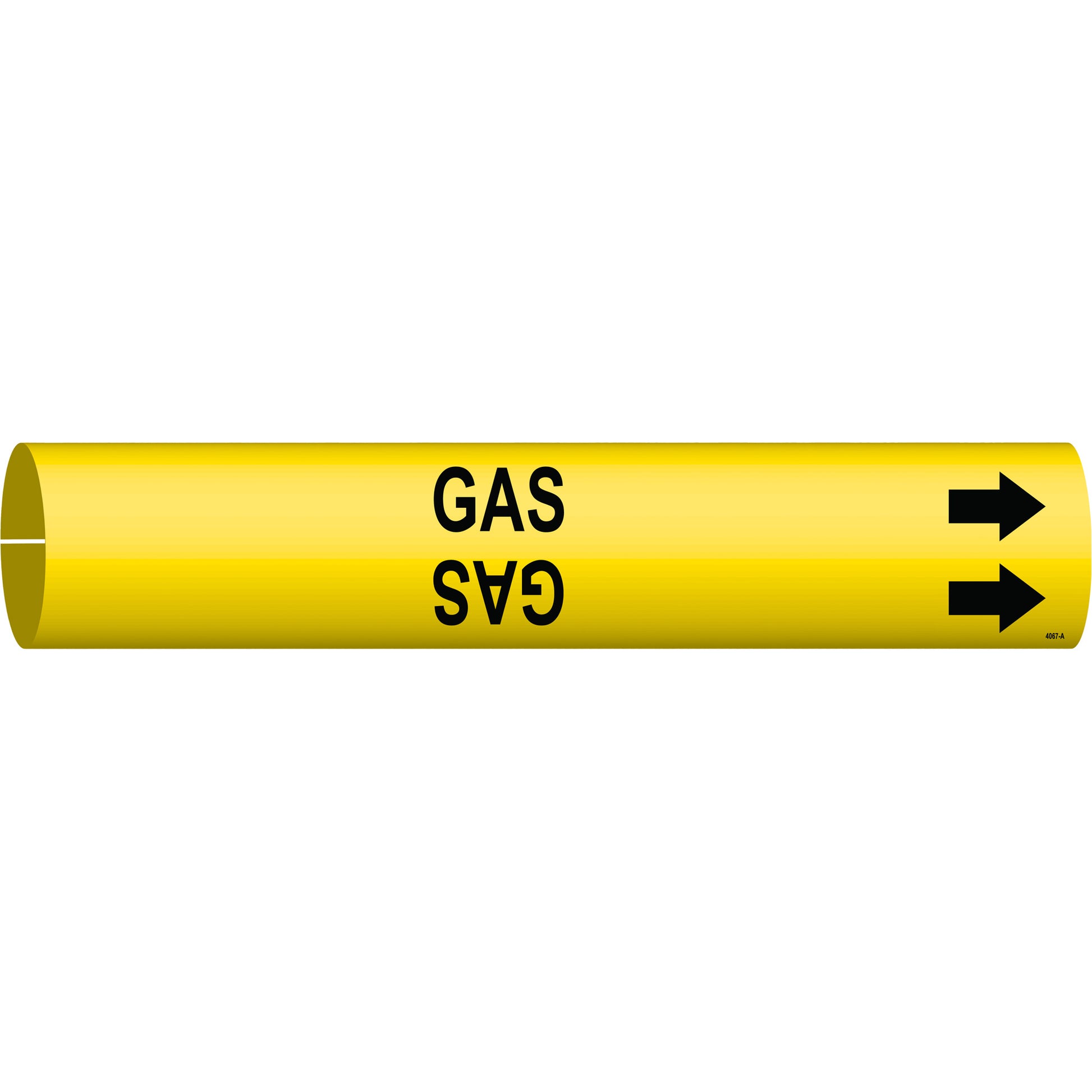 Brady "Gas" Pipe Marker, Snap-On, 13/16" H x 13/16" W, Black on Yellow