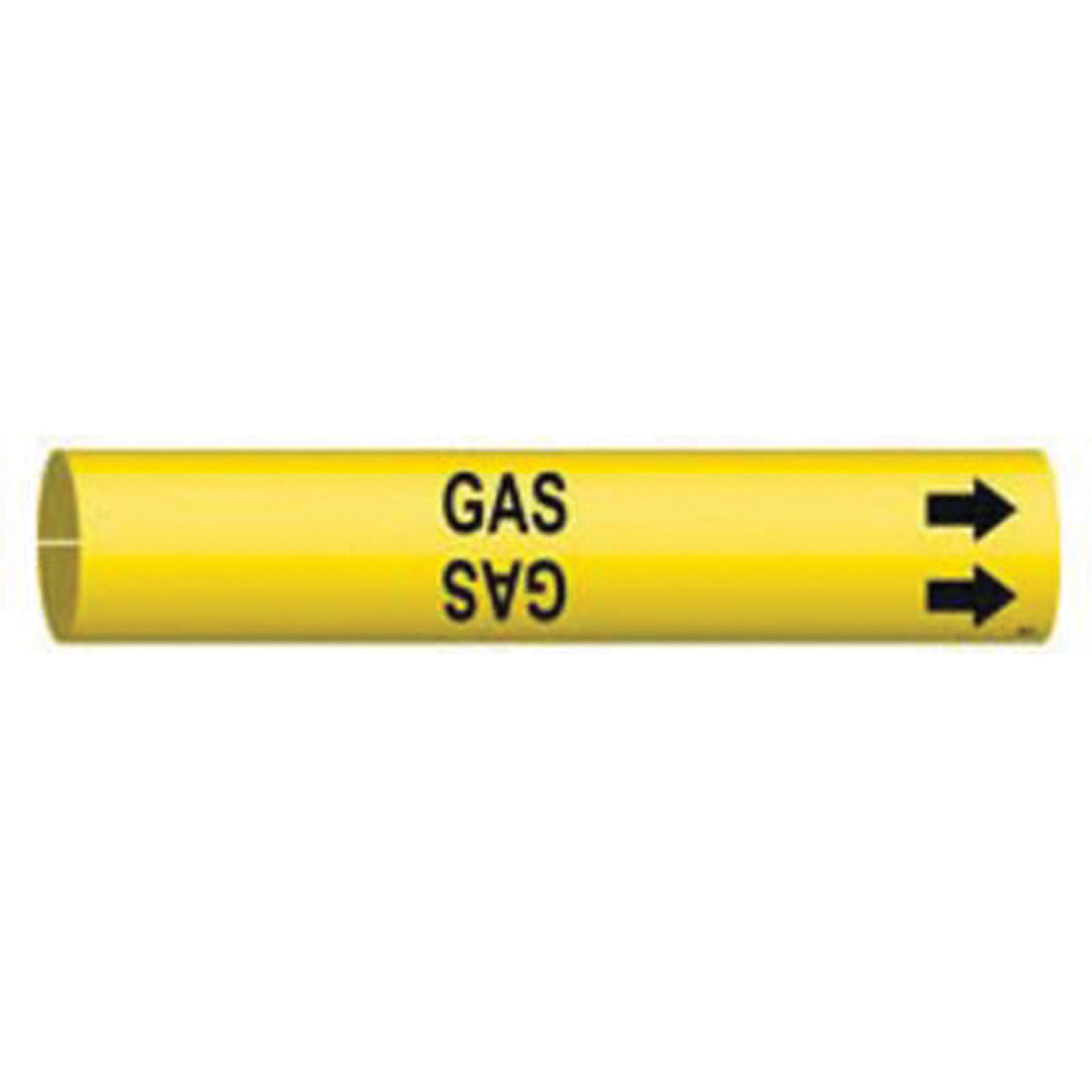 Brady "Gas" Pipe Marker, Snap-On, 7/8" H x 7/8" W, Black on Yellow