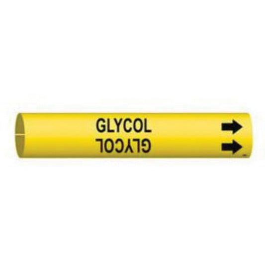 Brady "Glycol" Pipe Marker, Snap-On, 13/16" H x 13/16" W, Black on Yellow