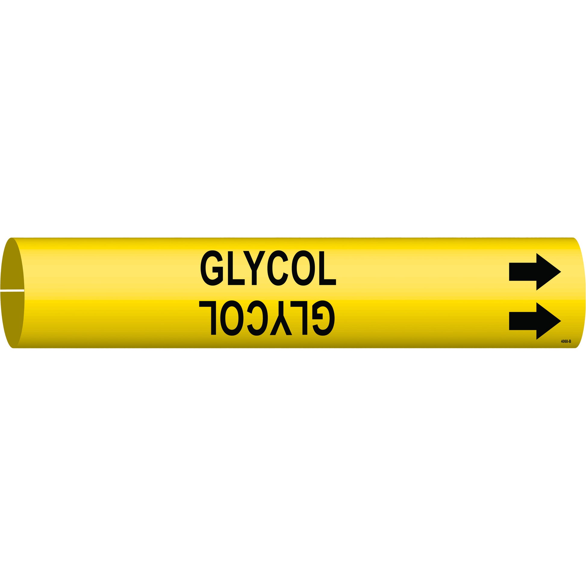 Brady "Glycol" Pipe Marker, Snap-On, 7/8" H x 7/8" W, Black on Yellow