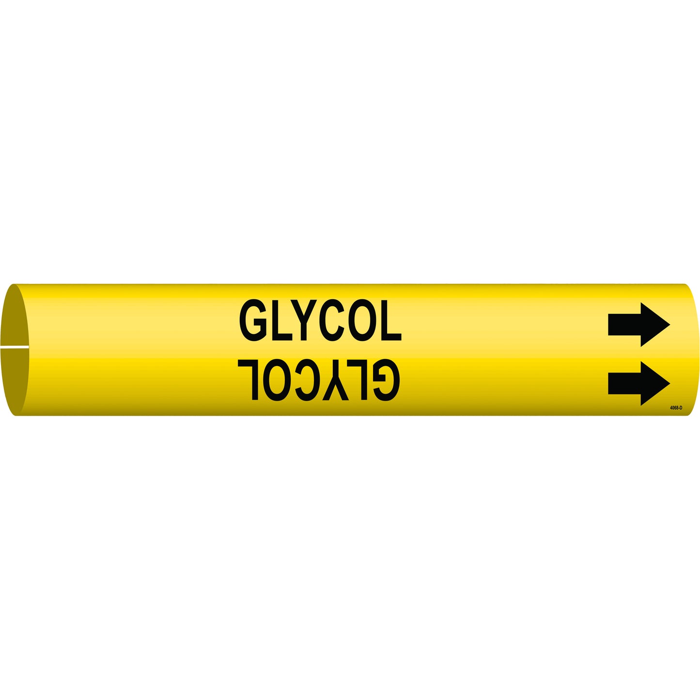 Brady "Glycol" Pipe Marker, Snap-On, 2-13/16" H x 2-13/16" W, Black on Yellow