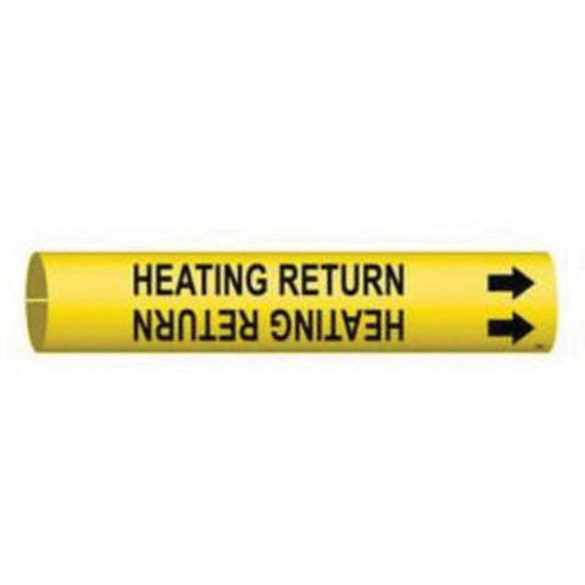 Brady "Heating Return" Pipe Marker, Snap-On, 13/16" H x 13/16" W, Black on Yellow