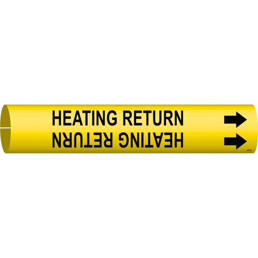 Brady "Heating Return" Pipe Marker, Snap-On, 2" H x 2" W, Black on Yellow
