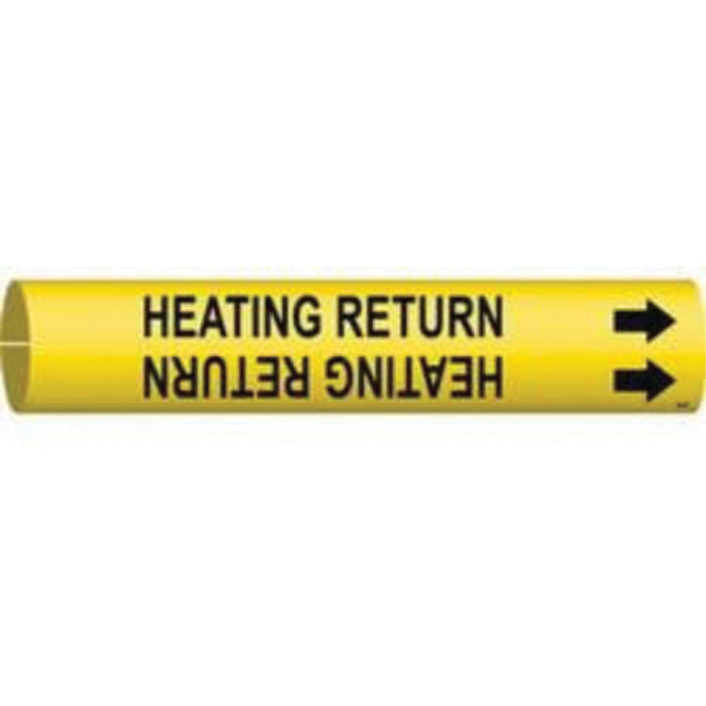 Brady "Heating Return" Pipe Marker, Snap-On, 2-13/16" H x 2-13/16" W, Black on Yellow